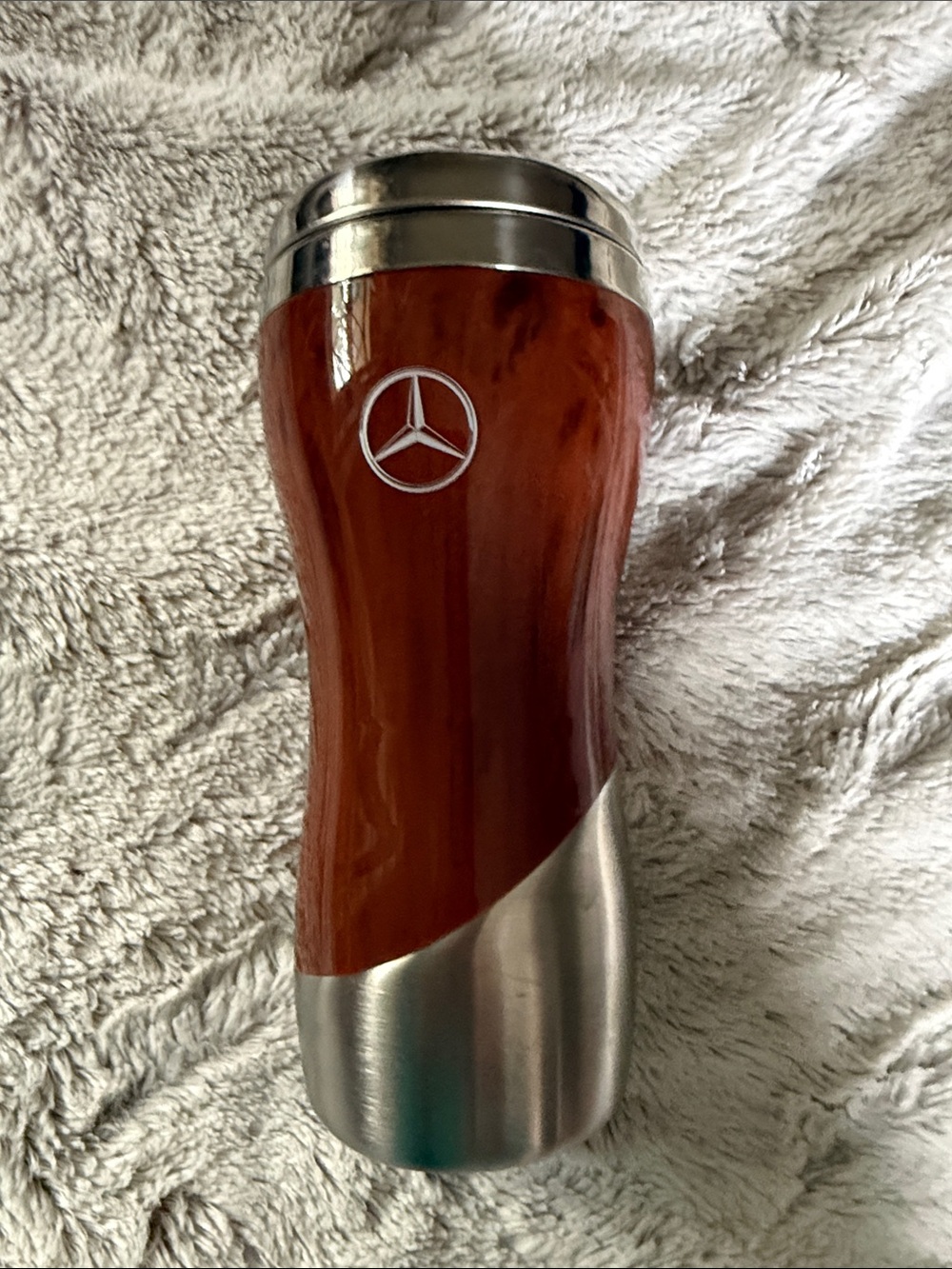 Mercedes-Benz Brown Woodgrain & Silver Travel Mug - Insulated Tumbler